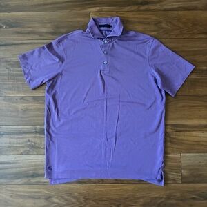 Greyson Men’s Short Sleeve Polo Size M Purple Quarter Button